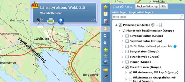 Exempel på hänsyn i Länsstyrelsens WebbGIS